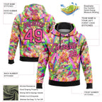 Custom Stitched Graffiti Pattern Pink-Black 3D Watercolor Grunge Art Sports Pullover Sweatshirt Hoodie