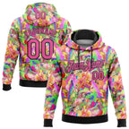 Custom Stitched Graffiti Pattern Pink-Black 3D Watercolor Grunge Art Sports Pullover Sweatshirt Hoodie