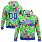 Custom Stitched Graffiti Pattern Thunder Blue-White 3D Watercolor Grunge Art Sports Pullover Sweatshirt Hoodie