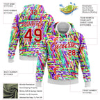 Custom Stitched Graffiti Pattern Red-White 3D Watercolor Grunge Art Sports Pullover Sweatshirt Hoodie