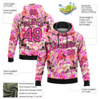 Custom Stitched Graffiti Pattern Pink-Black 3D Watercolor Grunge Art Sports Pullover Sweatshirt Hoodie
