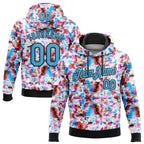 Custom Stitched Graffiti Pattern Sky Blue-Black 3D Watercolor Grunge Art Sports Pullover Sweatshirt Hoodie