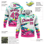 Custom Stitched Graffiti Pattern Pink-Black 3D Abstract Splashes Sports Pullover Sweatshirt Hoodie