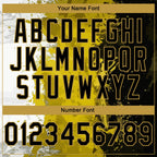 Custom Stitched Graffiti Pattern Black-Old Gold 3D Splash Grunge Art Sports Pullover Sweatshirt Hoodie