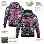 Custom Stitched Graffiti Pattern Pink Black-White 3D Abstract Grunge Art Sports Pullover Sweatshirt Hoodie