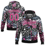 Custom Stitched Graffiti Pattern Pink Black-White 3D Abstract Grunge Art Sports Pullover Sweatshirt Hoodie