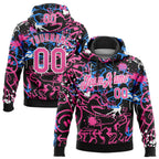 Custom Stitched Graffiti Pattern Pink-White 3D Abstract Grunge Art Sports Pullover Sweatshirt Hoodie