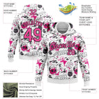Custom Stitched Graffiti Pattern Pink-Black 3D Abstract Grunge Art Sports Pullover Sweatshirt Hoodie