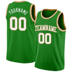 Custom Grass Green White-Old Gold Authentic Basketball Jersey