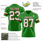 Custom Grass Green White-Red Authentic Football Jersey