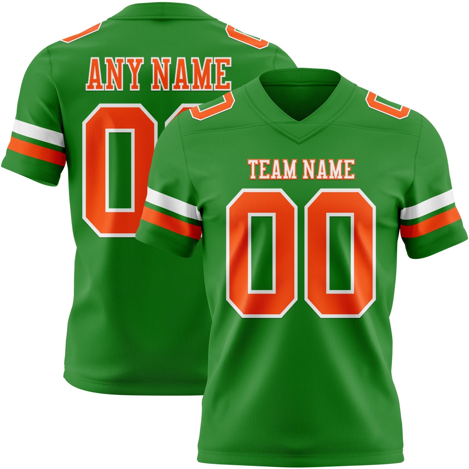 Custom Grass Green Orange-White Authentic Football Jersey