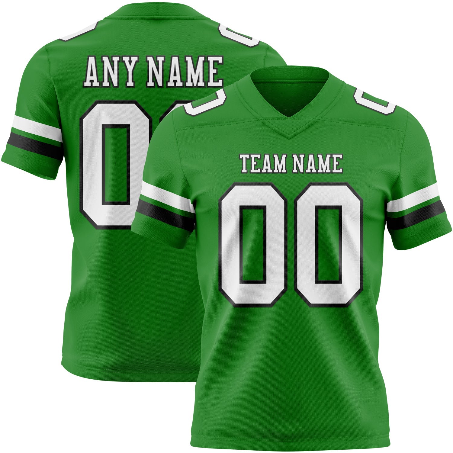 Custom Grass Green White-Black Authentic Football Jersey
