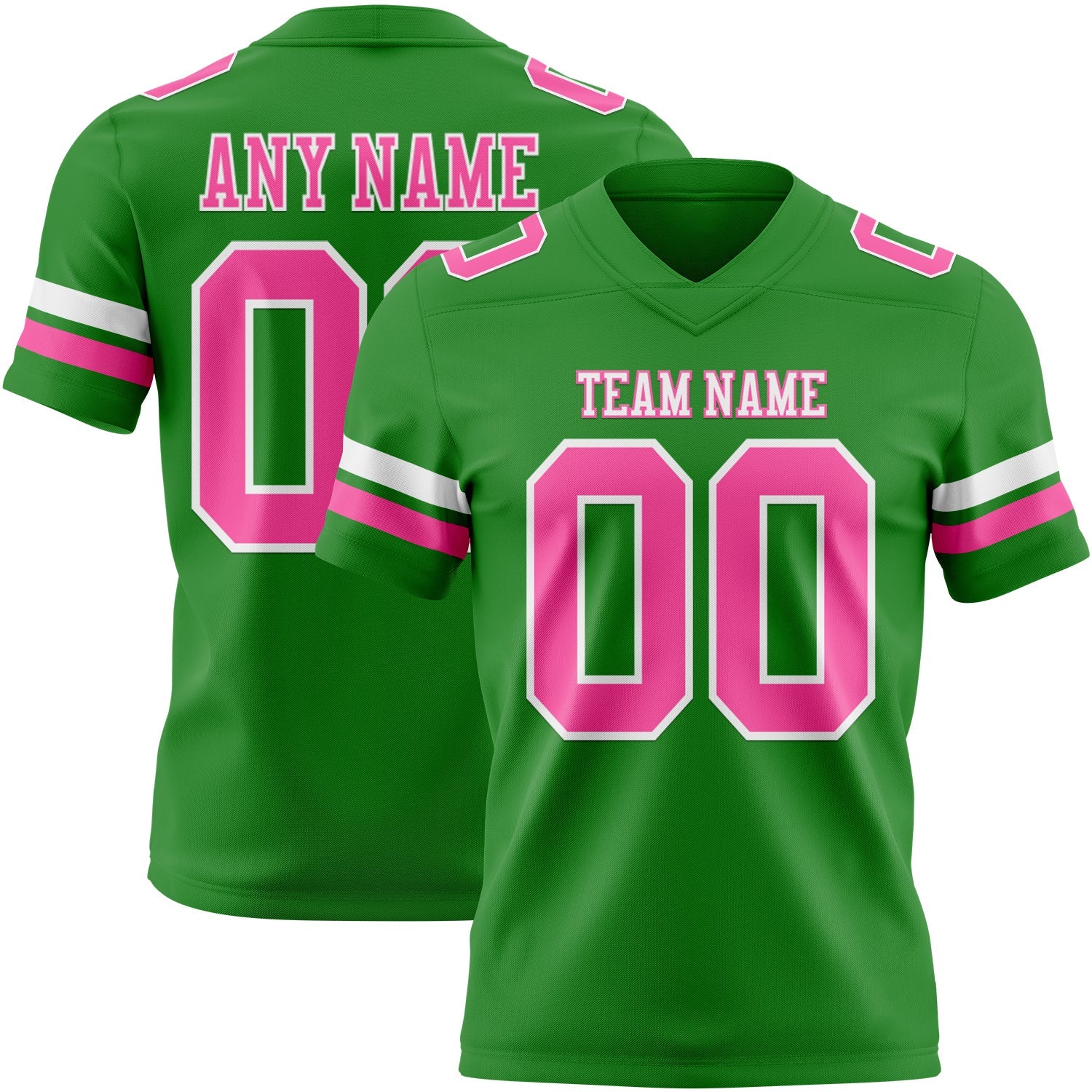 Custom Grass Green Pink-White Authentic Football Jersey