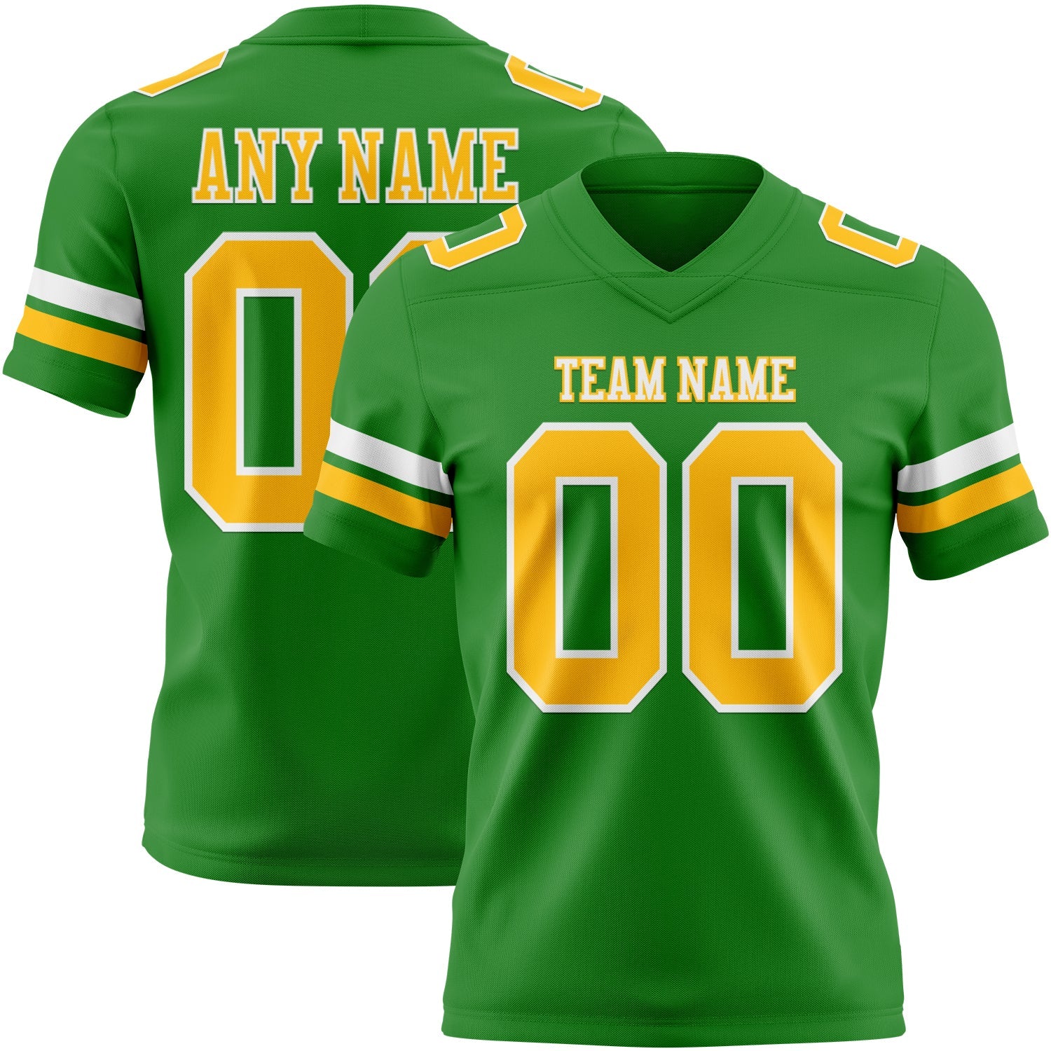 Custom Grass Green Gold-White Authentic Football Jersey