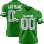 Custom Grass Green Gray-White Authentic Football Jersey