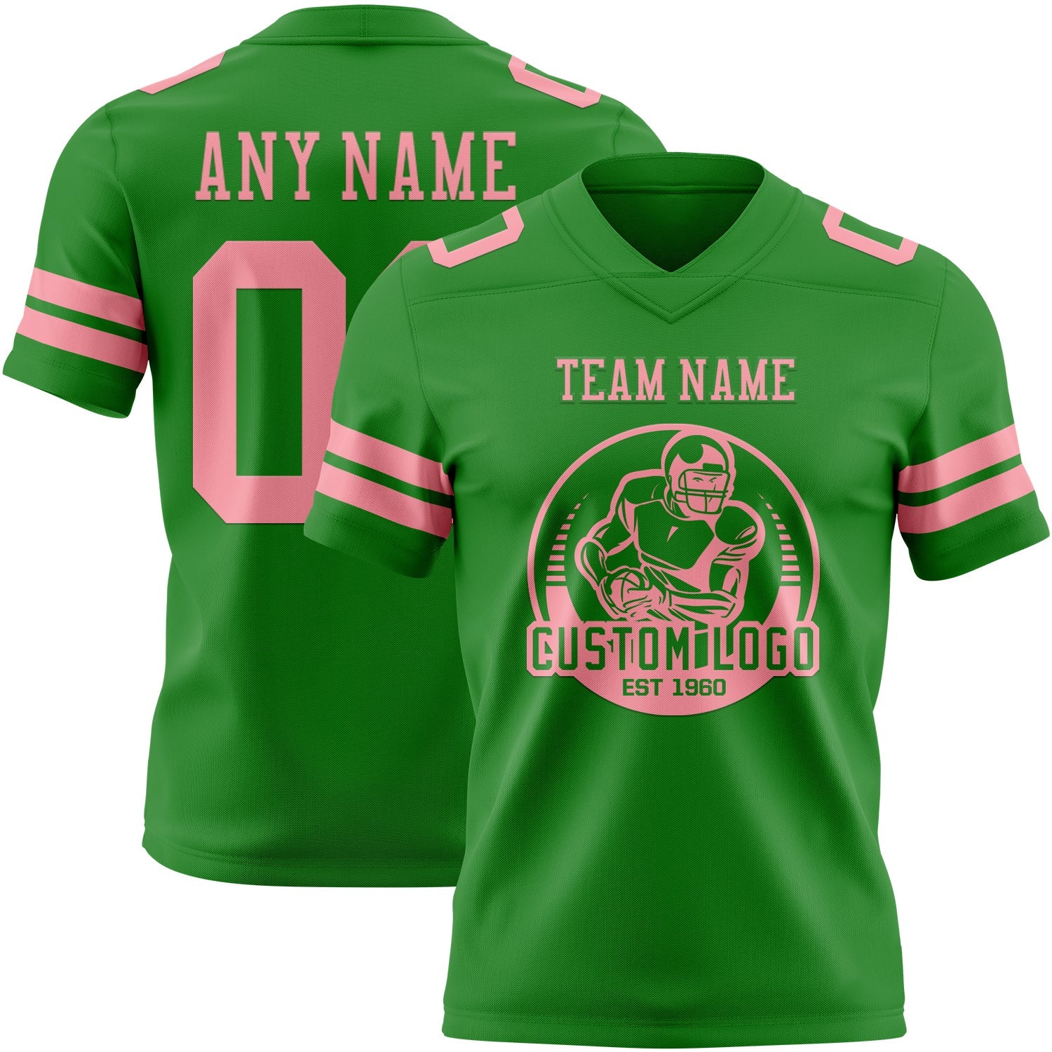 Custom Grass Green Medium Pink Authentic Football Jersey