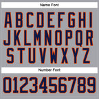 Custom Gray Navy-Orange Hockey Lace Neck Jersey