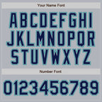 Custom Gray Navy-Teal Authentic Baseball Jersey