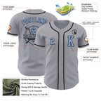 Custom Gray Light Blue-Black Authentic Baseball Jersey