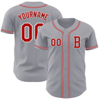 Custom Gray Red-White Authentic Baseball Jersey