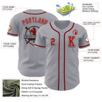 Custom Gray Red-Black Authentic Baseball Jersey