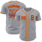 Custom Gray Red-Gold Authentic Baseball Jersey