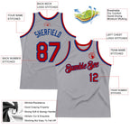 Custom Gray Red-Royal Authentic Throwback Basketball Jersey