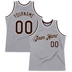 Custom Gray Brown-White Authentic Throwback Basketball Jersey