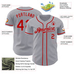 Custom Gray Red Authentic Baseball Jersey