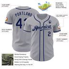 Custom Gray Navy Authentic Baseball Jersey