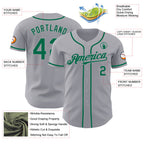 Custom Gray Kelly Green Authentic Baseball Jersey