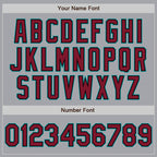 Custom Gray Black Pinstripe Crimson-Teal Authentic Baseball Jersey