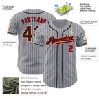 Custom Gray Black Pinstripe Red-Cream Authentic Baseball Jersey
