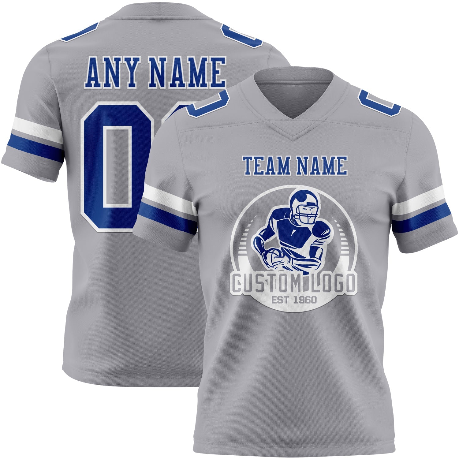 Custom Gray Royal-White Authentic Football Jersey