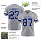 Custom Gray Royal-White Authentic Football Jersey