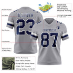 Custom Gray Navy-White Authentic Football Jersey