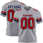 Custom Gray Red-Navy Authentic Football Jersey