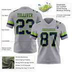 Custom Gray Navy-Neon Green Authentic Football Jersey