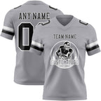 Custom Gray Black-White Authentic Football Jersey