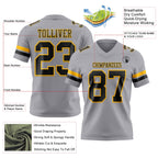 Custom Gray Black-Gold Authentic Football Jersey