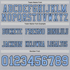 Custom Gray Light Blue-Black Authentic Football Jersey