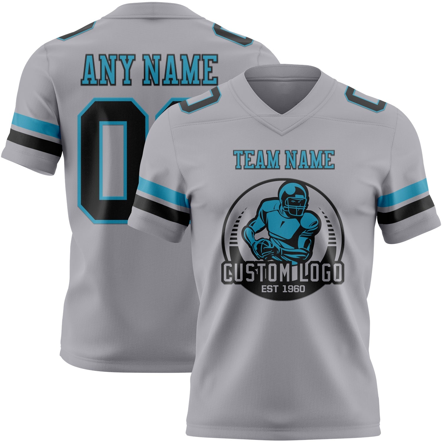Custom Gray Black-Panther Blue Authentic Football Jersey