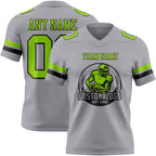 Custom Gray Neon Green-Black Authentic Football Jersey