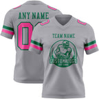 Custom Gray Pink-Kelly Green Authentic Football Jersey