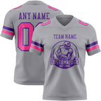 Custom Gray Pink-Purple Authentic Football Jersey