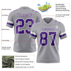 Custom Gray Purple-White Authentic Football Jersey