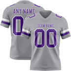 Custom Gray Purple-White Authentic Football Jersey