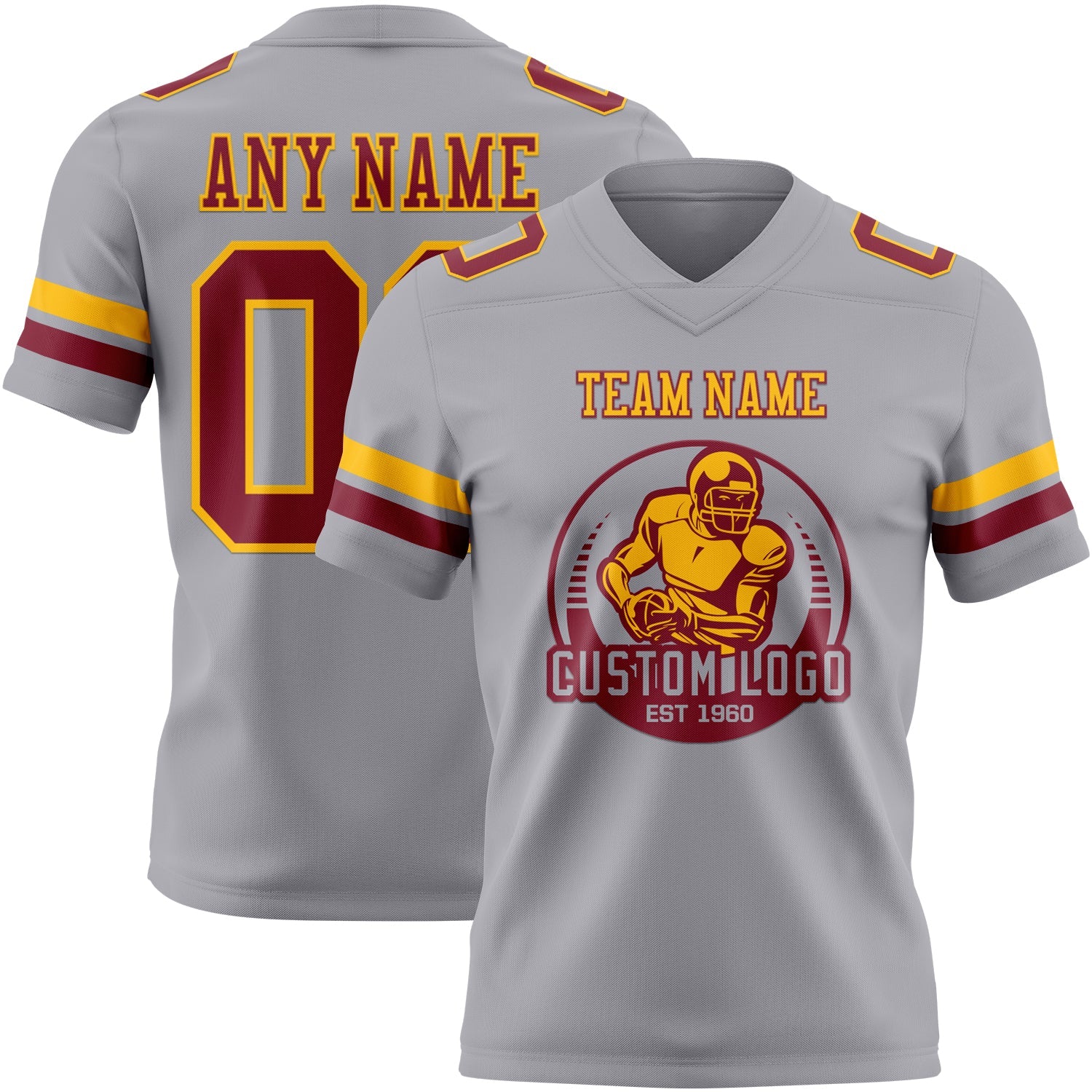 Custom Gray Crimson-Gold Authentic Football Jersey