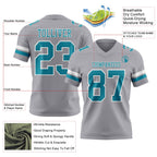 Custom Gray Teal-White Authentic Football Jersey