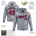 Custom Stitched Gray Red-Royal Baseball Pullover Sweatshirt Hoodie